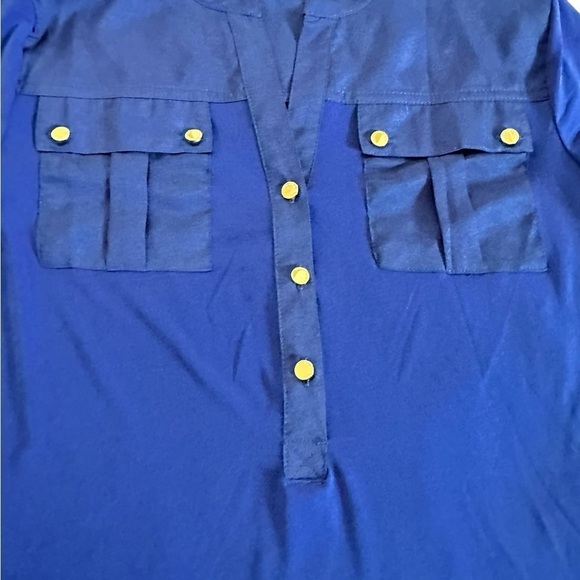 Carmen Marc Valvo Royal Blue Roll Tab Sleeve Size Large - Picture 13 of 17